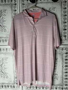 johnnie-O Pink & White Thin-Striped Polo